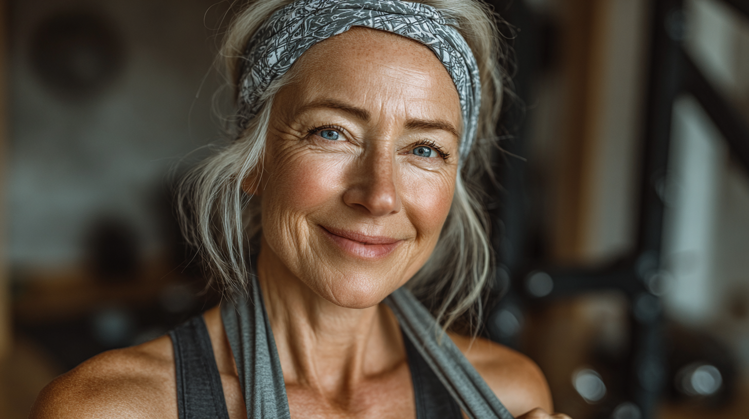 Група активних людей старшого віку виконує вправи на свіжому повітрі